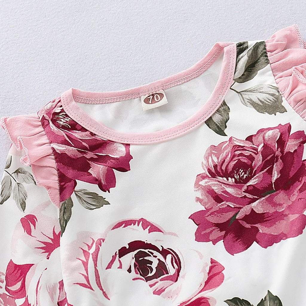 Macacão Branco Floral Bebê Menina c/Babados| 0-18 Meses-ensaio,macacão algodão,macacão bebe menina,macacão menina,menina,recem-nascido,roupa bebe,roupa menina