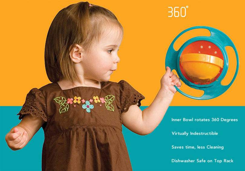 Tigela Giradora 360º Sem Derramamento Infantil | 8 Meses - 6 Anos-prato giratório bebê,prato para bebê,prato que não derruba,prato que não vira,Tigela Giradora 360º Infantil,tigela giratória,tigelo 360