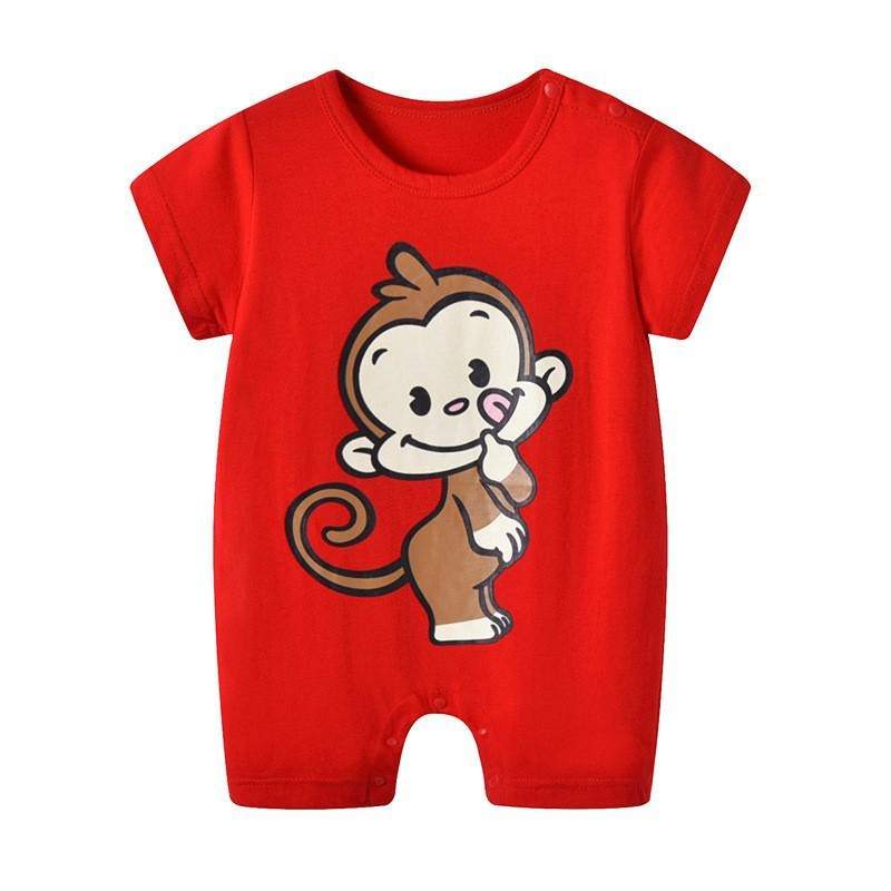 Macaquinho Cartoon Bebê Menino Menina Manga Curta | 3-24 Meses-amarelo,azul,bege,branco,estampado,lilás,listrado,macaquinho,Macaquinho Cartoon Bebê Menina,Macaquinho Cartoon Bebê Menino,Macaquinho estampado Bebê Menina,malha de algodão,menina,menino,pato,pinguim,vermelho