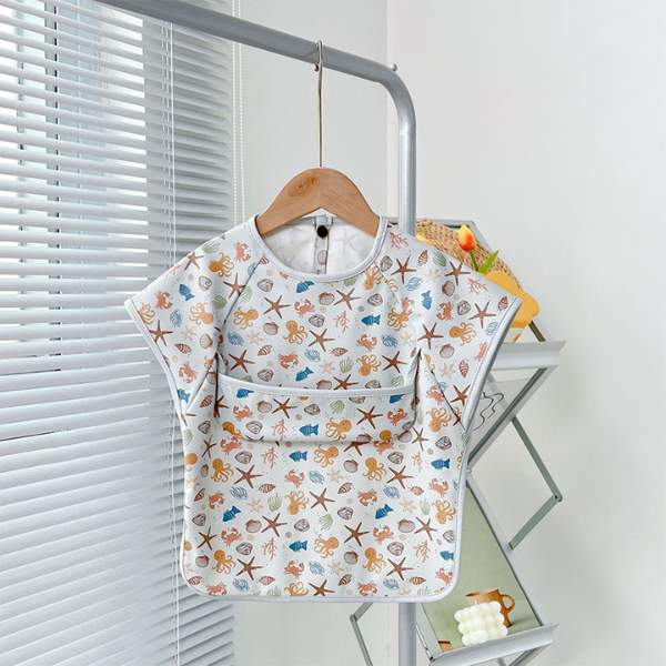 Babador-Camisa com Coletor Manga Curta Impermeável-avental para bebê,AVENTAL para papinhas,babador,babador camisa para papinhas,Babador com Coletor Manga Curta,Babador Impermeável de Bebê,babador para bebê,babador para método BLW