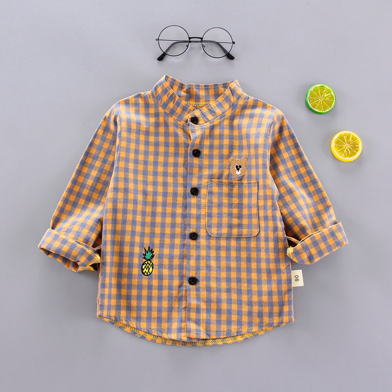 Camisa Xadrez Bebê Menino Várias Cores | 1-4 Anos, Amarelo Azul