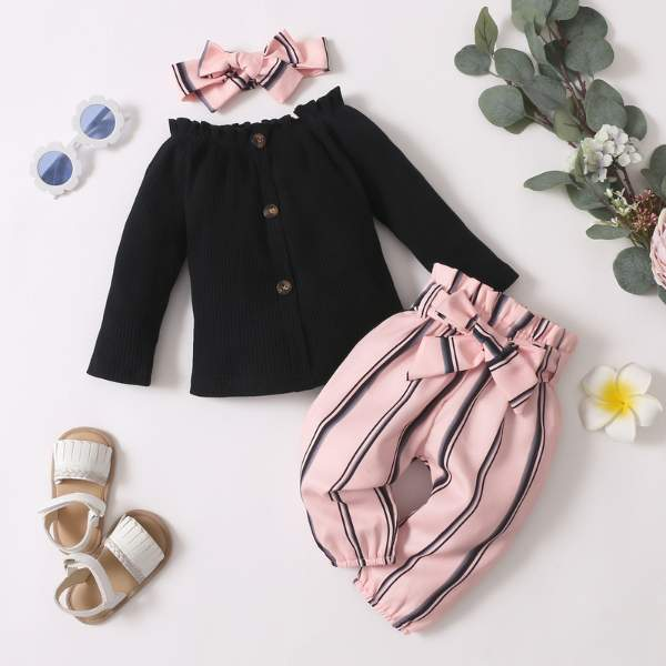 Conjunto Listrado Bebê Menina Calça + Blusa + Laço para Cabelo-bebe menina,bebê menina 0-3 meses,bebê menina 12-18 meses,bebê menina 18-24 meses,bebê menina 3-6 meses,bebê menina 6-9 meses,bebê menina 9-12 meses,conjunto,conjunto bebê,conjunto bebê menina,conjunto calça,conjunto de inverno,Conjunto Listrado Bebê Menina Calça com laço,conjunto menina,menina,roupa menina,roupa menina bebê