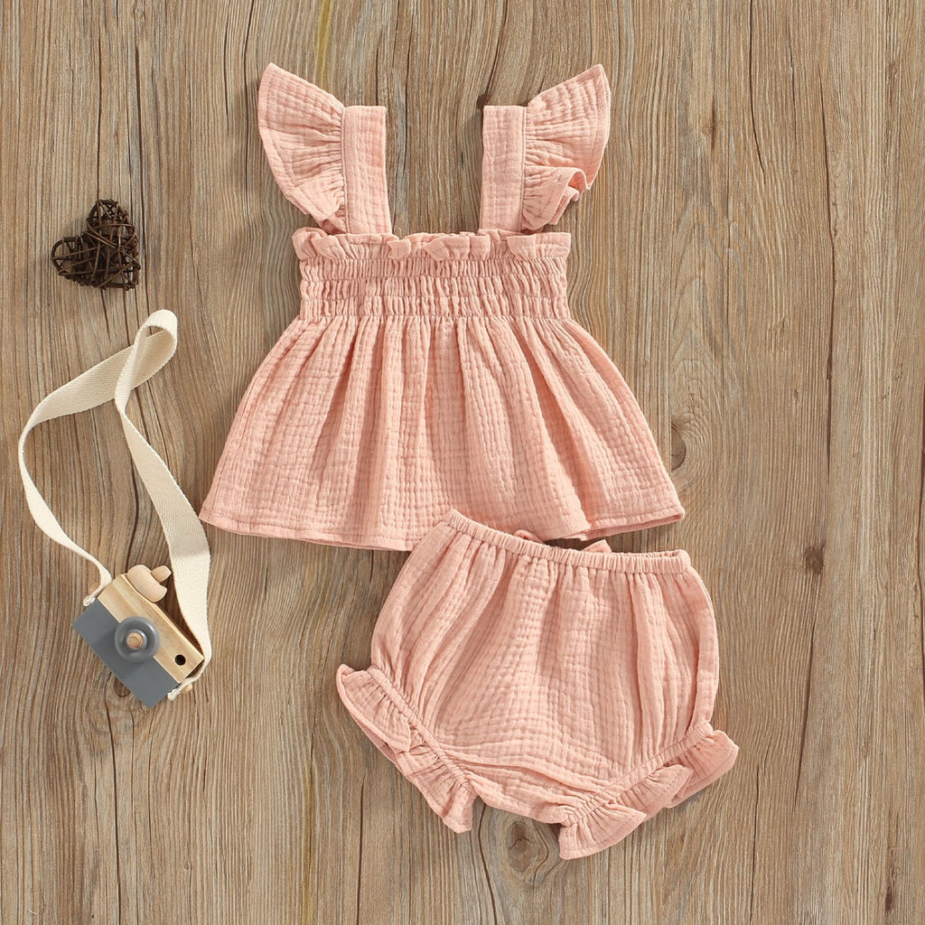 conjunto vestido + tapa fralda bebê menina algodão/linho 6 9 12 18 24 meses 3 anos babado amarração fofo passeio laço lacinho verão fresco fresquinho leve roupa criança infantil rosa