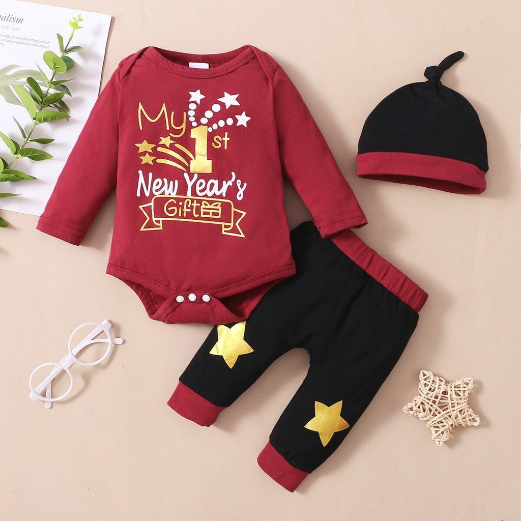 conjuntos meu primeiro natal bebê menino com gorro réveillon 2023 vermelho branco verde preto marrom macacão body touca chapéu blusa manga longa calça bebê menino ano novo reveillon fotos