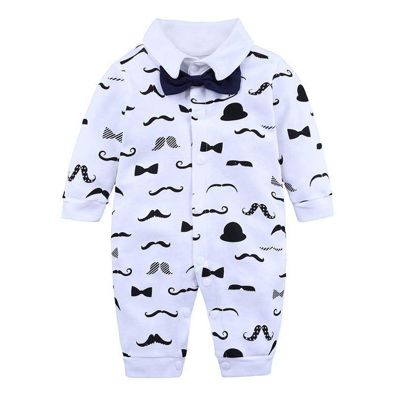 Macacão Gentleman Bigodinho Baby Manga Longa Menino 1-24 Meses-Attena Baby Shop-macacão,macacão algodão,menino