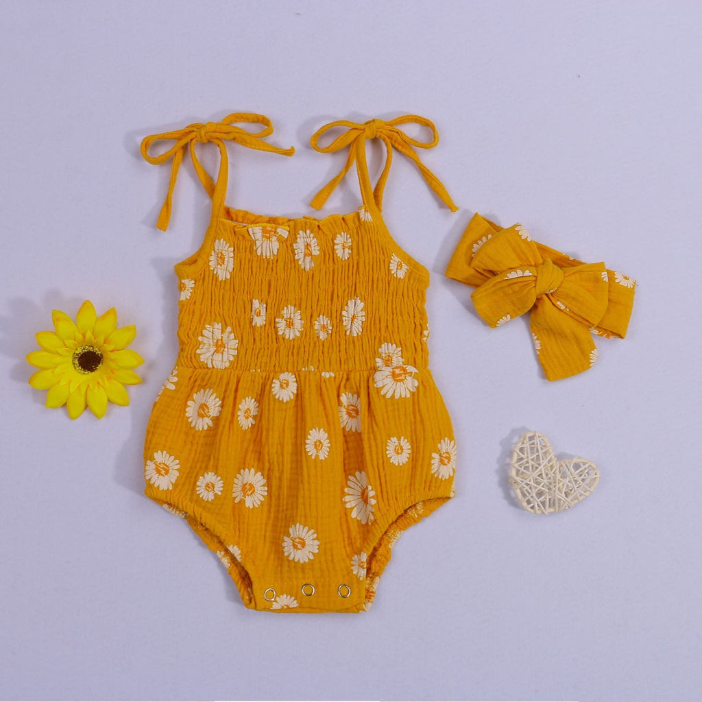 macaquinho menina algodão alcinha  super leve 0 3 6 9 12 18 meses floral estampado botão abotoadura amarração fofo passeio laço lacinho verão fresco fresquinho roupa criança infantil amarelo floral