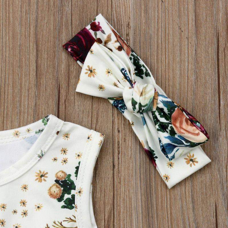 Macaquinho Floral p/ Bebê Regata | 3-18 Meses-Internacional-estampado,laço,macacão menina,macaquinho,macaquinho bebe,macaquinho de verão,macaquinho menina,menina,roupa bebe,roupa menina