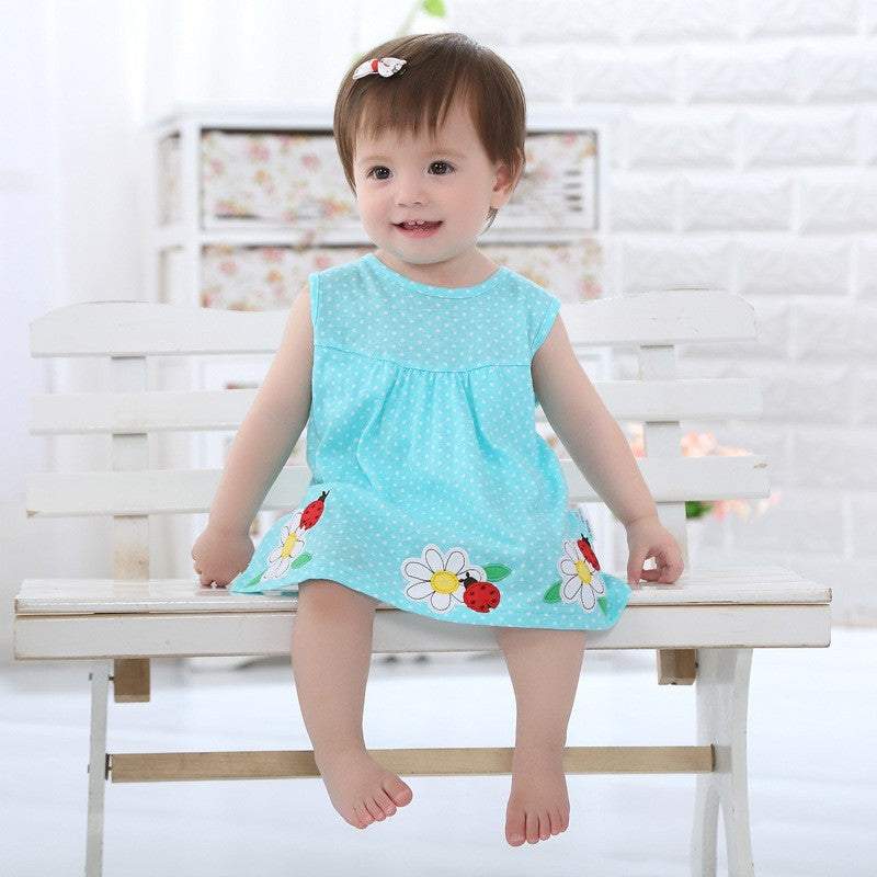 Macaquinhos-Vestidos Estampados Regata Bebê Menina | 6-18 Meses-amarelo,azul,bebê menina,borboleta,coração,florzinha,macaquinho menina,menina,moranguinhos,rosa,vermelho