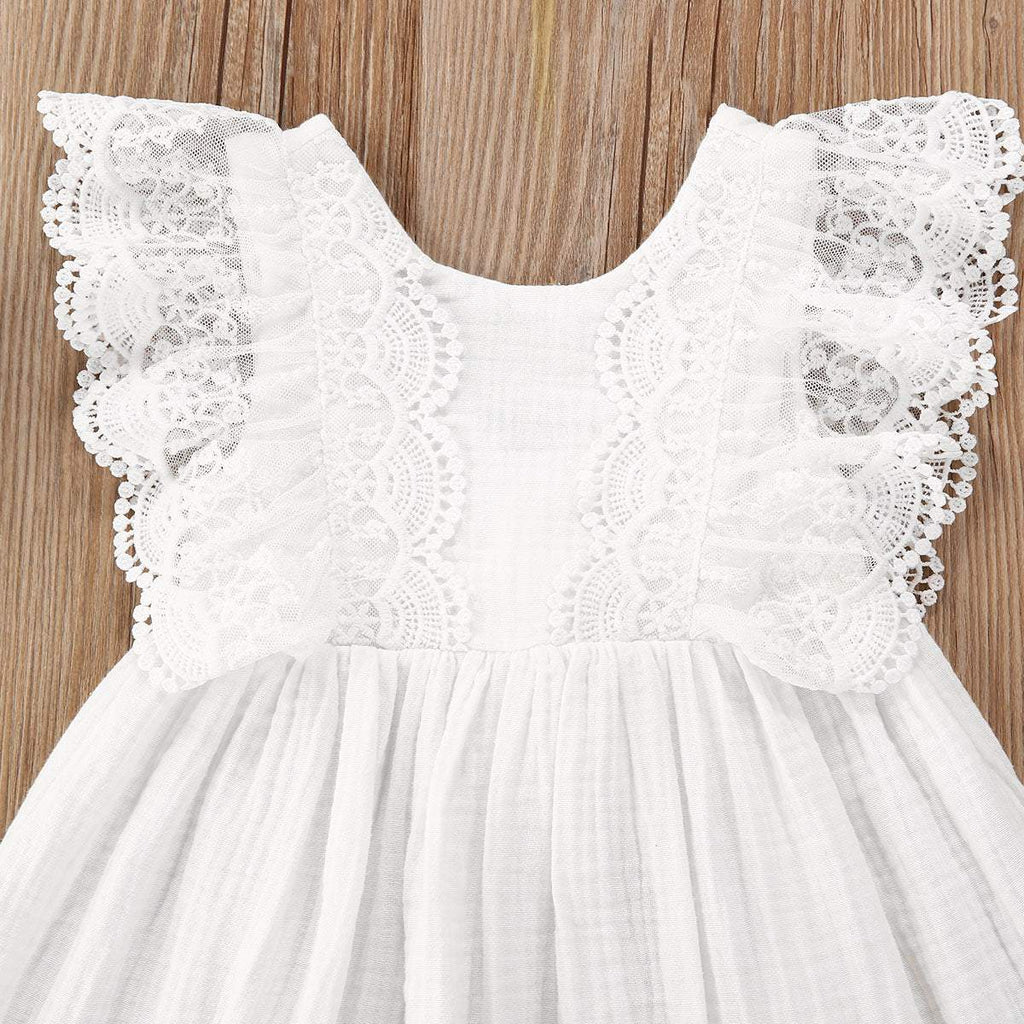 Vestido de Renda Branco Babados Bebê Menina Verão | 6M- 5 Anos-aniversário,batizado,branco,brnaco,laço,menina,renda,roupa menina,vestido,vestido bebe,vestido de festa