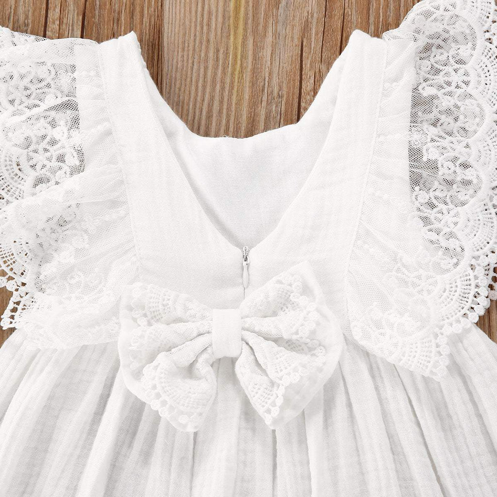 Vestido de Renda Branco Babados Bebê Menina Verão | 6M- 5 Anos-aniversário,batizado,branco,brnaco,laço,menina,renda,roupa menina,vestido,vestido bebe,vestido de festa