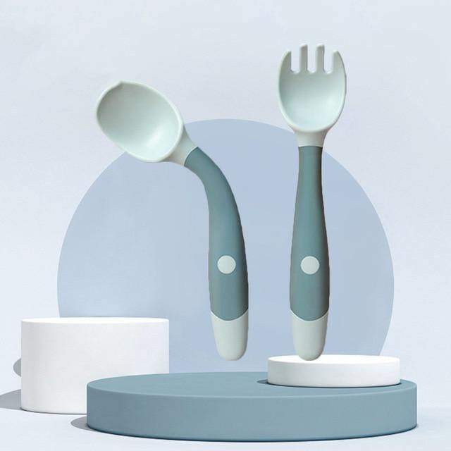 Garfo e Colher de Silicone p/Bebê Começar a Comer | 7-36 Meses-Internacional-colher,comer,garfo,papa,silicone