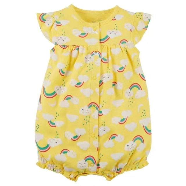 Macaquinho Regata de Verão Bebê Menina Floral Unicórnio | 6-24 Meses-amarelo,azul,bichinhos,branco,floral,lilás,listrado,macacão algodão,macacão menina,macaquinho,menina,regat,rosa,verde,vermelho