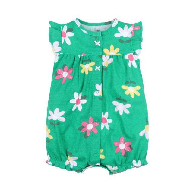 Macaquinho Regata de Verão Bebê Menina Floral Unicórnio | 6-24 Meses-amarelo,azul,bichinhos,branco,floral,lilás,listrado,macacão algodão,macacão menina,macaquinho,menina,regat,rosa,verde,vermelho