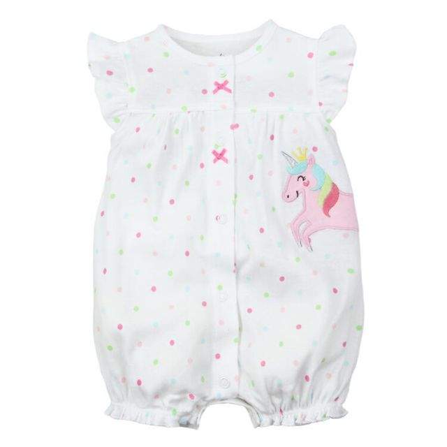 Macaquinho Regata de Verão Bebê Menina Floral Unicórnio | 6-24 Meses-amarelo,azul,bichinhos,branco,floral,lilás,listrado,macacão algodão,macacão menina,macaquinho,menina,regat,rosa,verde,vermelho