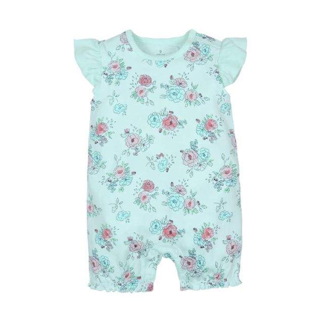 Macaquinho Regata de Verão Bebê Menina Floral Unicórnio | 6-24 Meses-amarelo,azul,bichinhos,branco,floral,lilás,listrado,macacão algodão,macacão menina,macaquinho,menina,regat,rosa,verde,vermelho