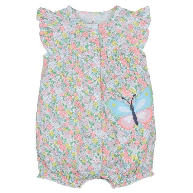 Macaquinho Regata de Verão Bebê Menina Floral Unicórnio | 6-24 Meses-amarelo,azul,bichinhos,branco,floral,lilás,listrado,macacão algodão,macacão menina,macaquinho,menina,regat,rosa,verde,vermelho