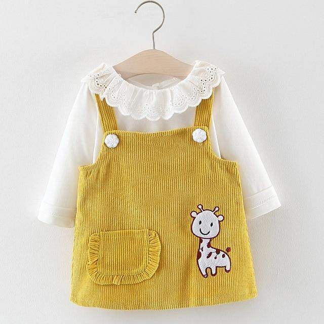 Conjunto Blusa de Manga +Vestido Veludo Bebê Menina | 0-24 Meses-Attena Baby Shop-conjunto,conjunto menina,estampado,liso,menina,veludo,vestido