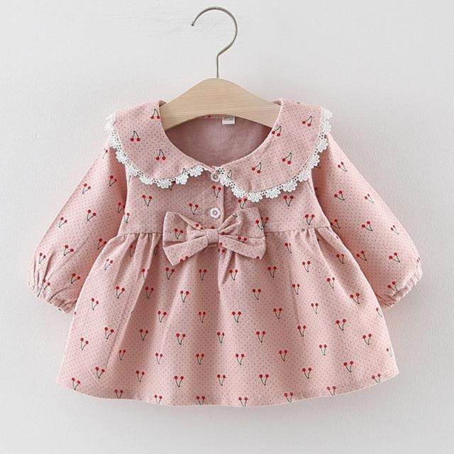 Vestido Floral de Bebê Menina Manga Longa Babados | 6 a 24 meses-Attena Baby Shop-ensaio,laço,menina,roupa menina,vestido