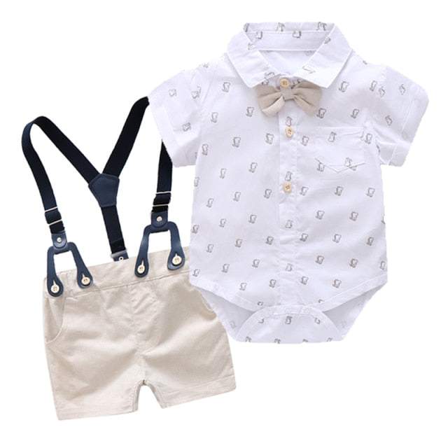 Conjunto Camisa Borboleta + Short c/Suspensórios Bebê Menino | 0 Meses - 3 Anos-conjunto de verão bebe menino,conjunto menino,menino,suspensórios