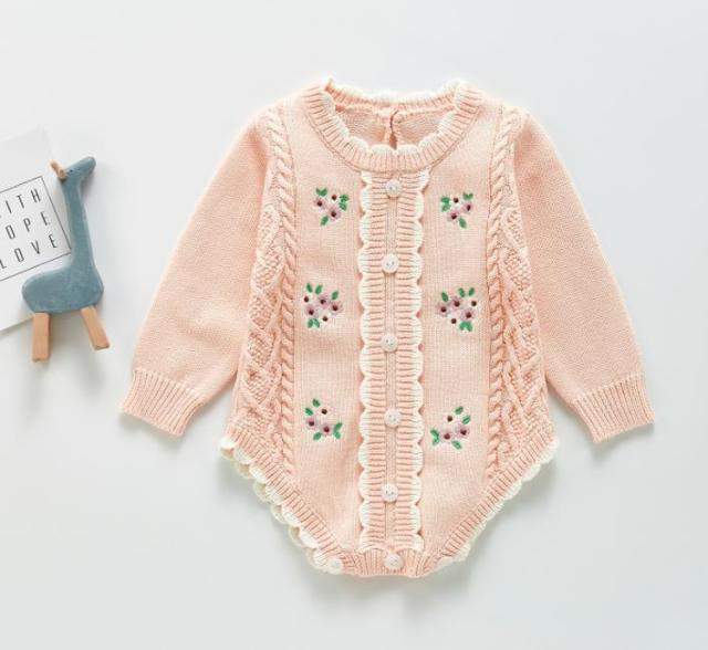 Suéter Body Tricot Bebê Menina-Body bebê tricotado,body tricot recém nascido,bory tricot para bebês menina,macaquinho bebê menina,romper para bebês menina,Roupinha para bebê