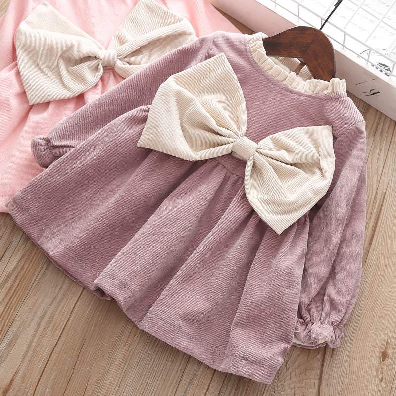 Vestido de Veludo Bebê de Manga Longa Inverno |1-24 Meses-bichinhos,inverno,laço,menina,roupa bebe,roupa menina,veludo,vestido,vestido de festa bebe menina inverno,vestido de manga,vestido inverno bebe menina,vestido menina,vestido quentinho,vestido veludo bebe menina