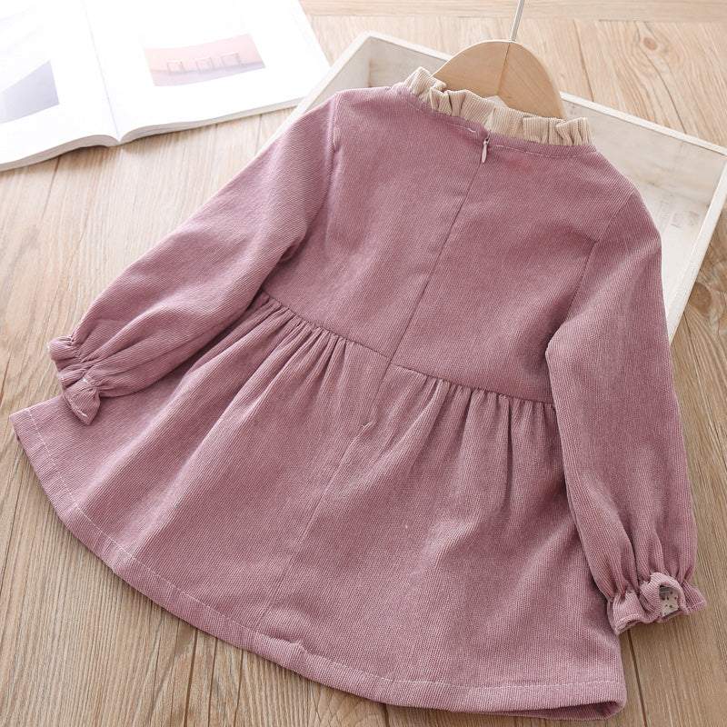 Vestido de Veludo Bebê de Manga Longa Inverno |1-24 Meses-bichinhos,inverno,laço,menina,roupa bebe,roupa menina,veludo,vestido,vestido de festa bebe menina inverno,vestido de manga,vestido inverno bebe menina,vestido menina,vestido quentinho,vestido veludo bebe menina