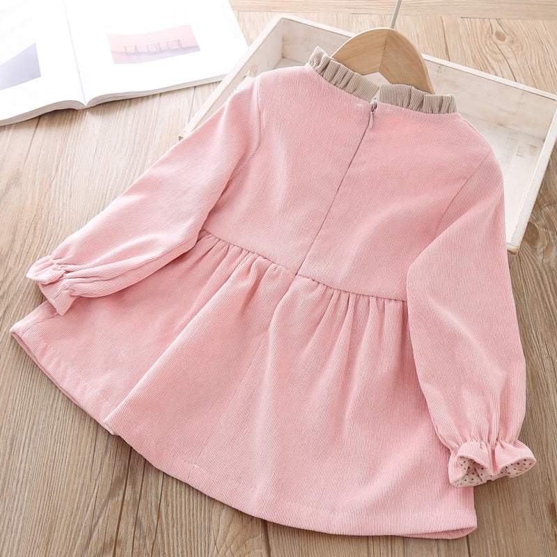 Vestido de Veludo Bebê de Manga Longa Inverno |1-24 Meses-bichinhos,inverno,laço,menina,roupa bebe,roupa menina,veludo,vestido,vestido de festa bebe menina inverno,vestido de manga,vestido inverno bebe menina,vestido menina,vestido quentinho,vestido veludo bebe menina