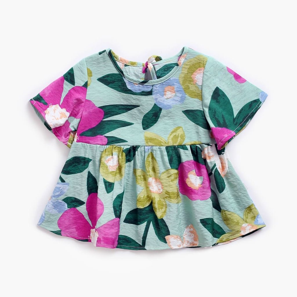 vestidos florais de verão manga curta bebê menina 6 9 12 18 24 meses 2 3 4 Anos floral estampado amarração fofo passeio fresco fresquinho leve roupa criança infantil verde